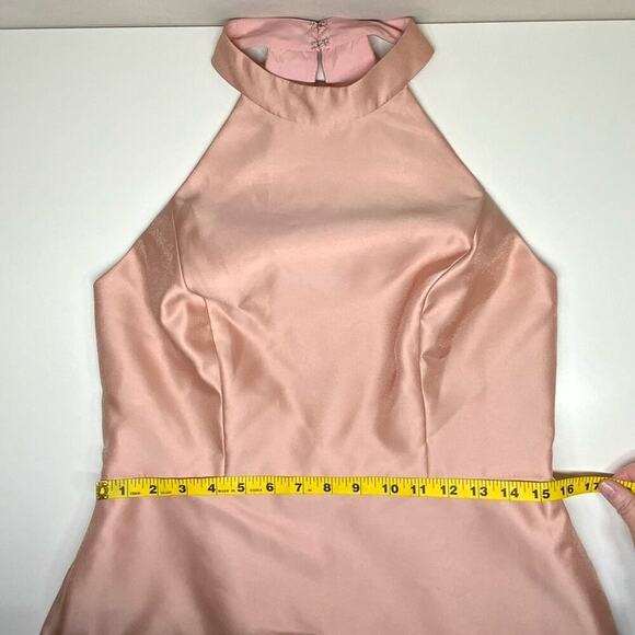 NWT | Alfred Sung | High-Neck Cutout Satin Dress | Toasted Sugar | 12R - Picture 9 of 15